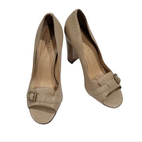 Talbots Croc Embossed Leather Pep Toe Heels Size 8.5 B - Picture 2 of 13
